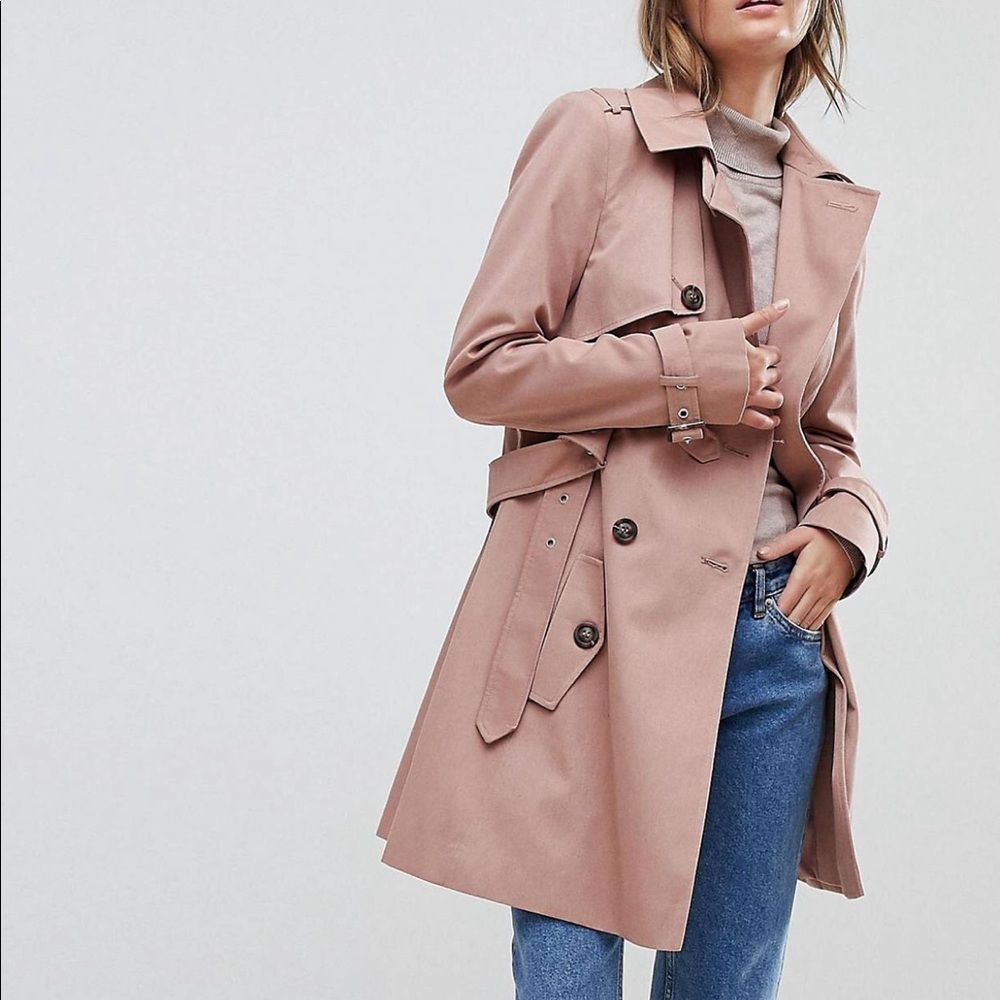 Asos Classic Trench Coat Dusty Pink Size Uk 8/US 4